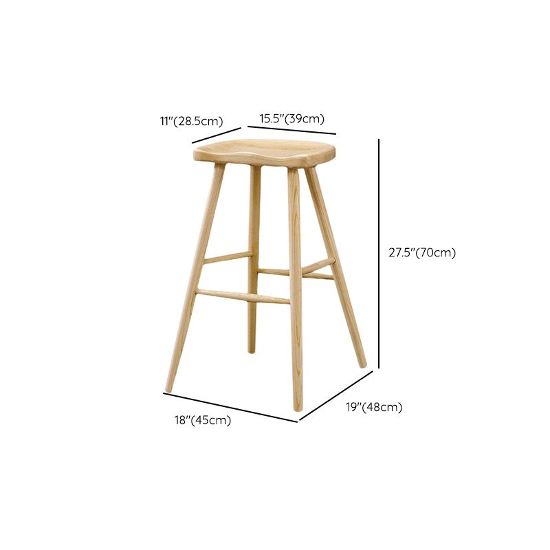 Modern Bar Stool Ash Solid Wood Counter Stool for Dining Room