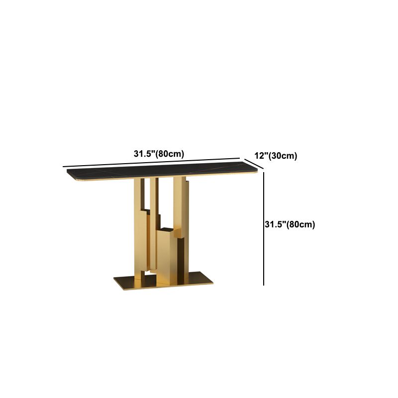 Glam Rectangular Stone Console Table -  11.81" W x  31.50" H Console Table