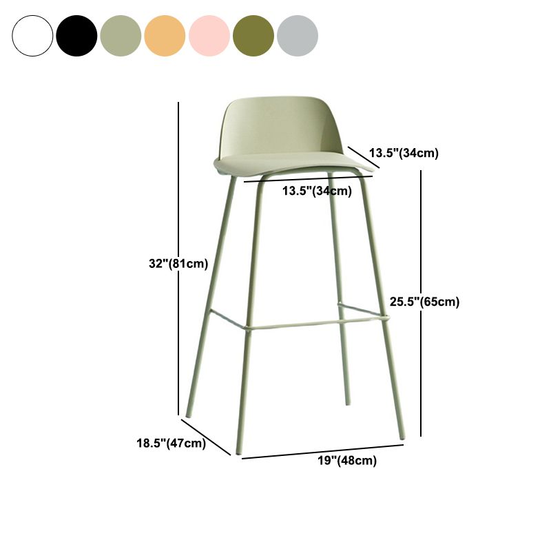Contemporary Plastic Barstool Plastic Counter Stool Rectangle Seat with Iron Legs