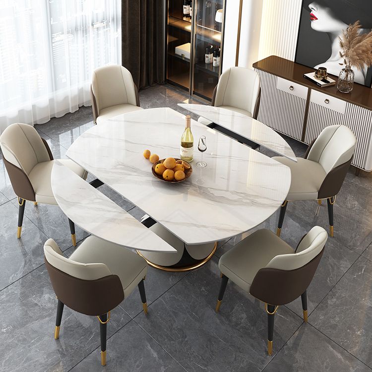 Traditionele luxe ronde eettafel Gesinterde stenen tafel met voetstuk