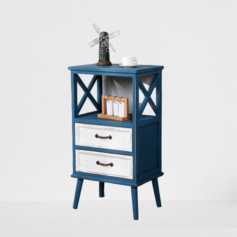 Contemporary Wood Accent Chest with Drawers and Shelf 12.59" Wide
