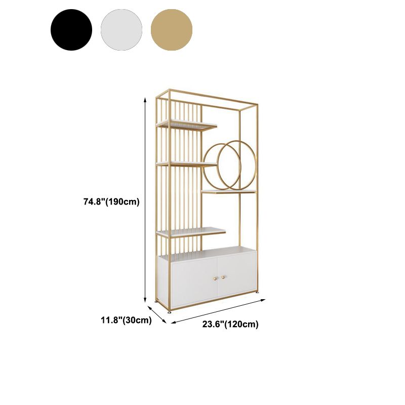 11.8" W Modern Metal Bookcase with Rectangular Shelves Etagere Bookshelf