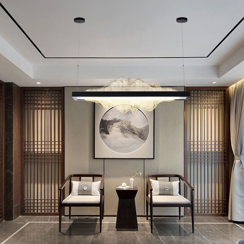Modern Metal Pendant Lighting Rectangle 1-Light Island Lights