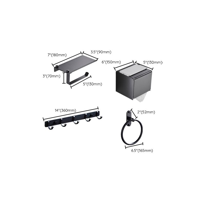 Modern Bath Hardware Set Black Towel Bar Paper Holder Bathroom Accessory Kit