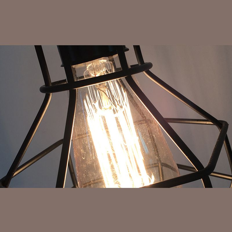1-Light Cage Shade Pendant Light Vintage Industrial Style Metal Pendant Light for Dinning Room
