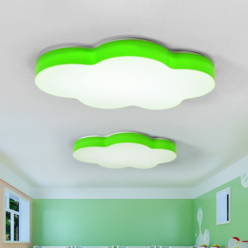 Acrylic Cloud-Shape Ceiling Mounted Fixture Cartoon LED Flushmount Lighting in White/Red/Yellow for Kids Room