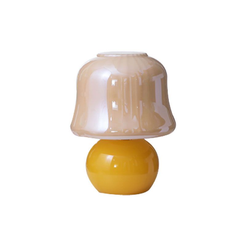 Mushroom Glass Nightstand Lamp Macaron Style 1 Head Bedroom Table Light
