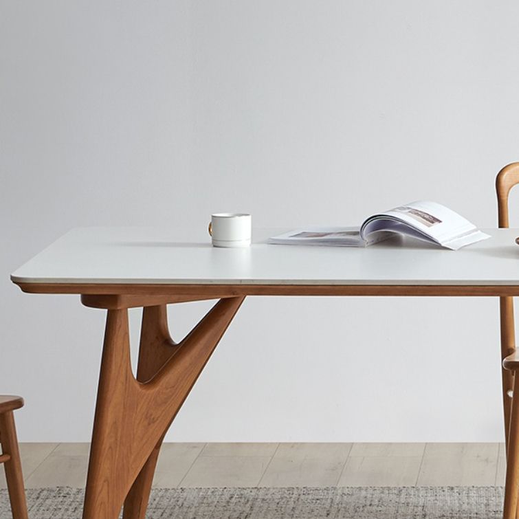 Rectangle Dining Table Solid Wood Frame Dining Table with 4 Legs