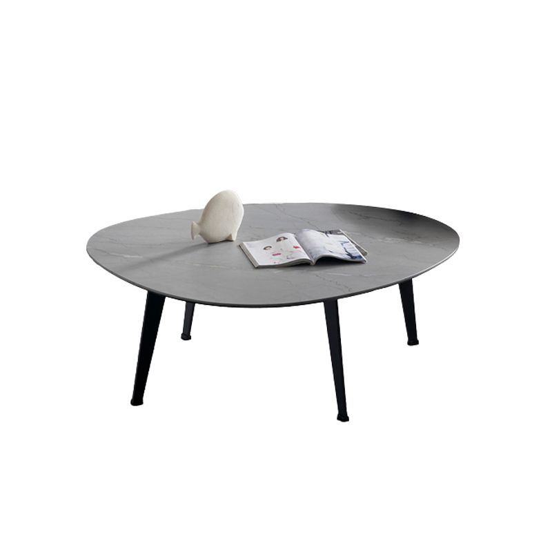 Contemporary White/Grey Free Shape Coffee Table with Metal Base