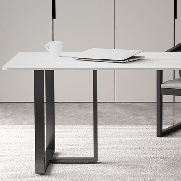 Rectangle Double Pedestal Industrial Table Fixed Table with Sintered Stone