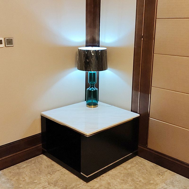 Square Stone Top End Table Glam Frame Sofa Side End Table for Living Room