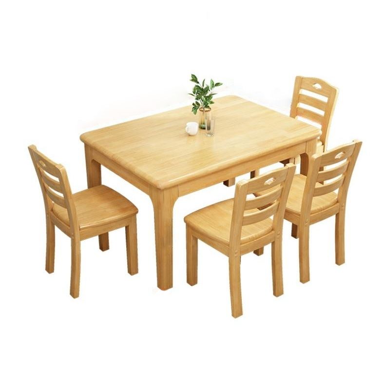 Contemporary Style Dining Room Table Set with Solid Wood Table and Chairs