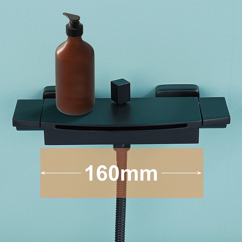 Modern Wall Mounted Copper Tub Filler Low Arc Waterfall Tub Faucet Trim