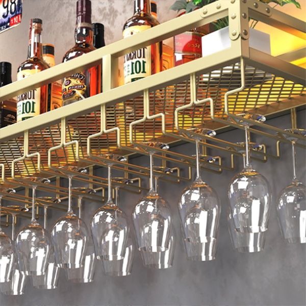 Metal Modern Wine Holder Rack Wall Mounted Wine Bottle & Glass Rack with Stemware Holder