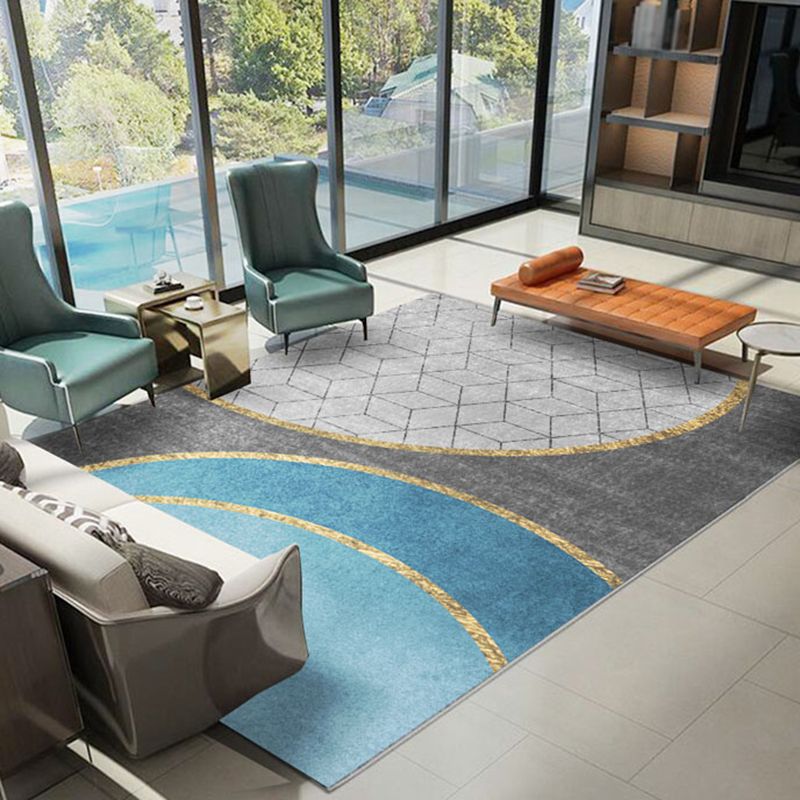 Contemporary Geometric Print Carpet Polyester Indoor Rug Stain Resistant Rug for Living Room