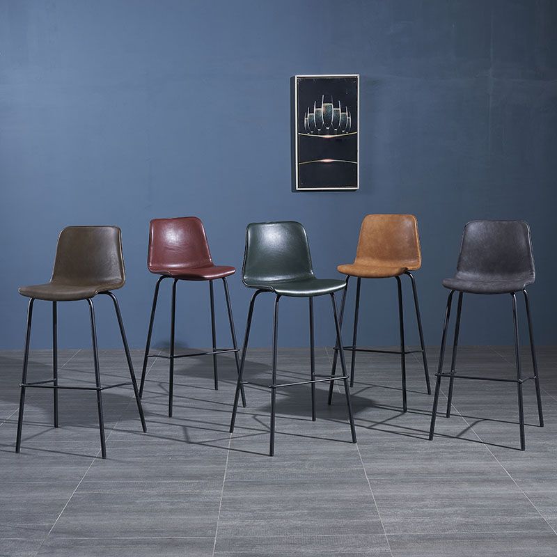Contemporary Style Bar-stool Leather Counter Bar Stool for Kitchen Bar with Metal Legs