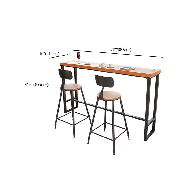 Solid Wood Bar Table Industrial Rectangle Bar Table with Black Legs