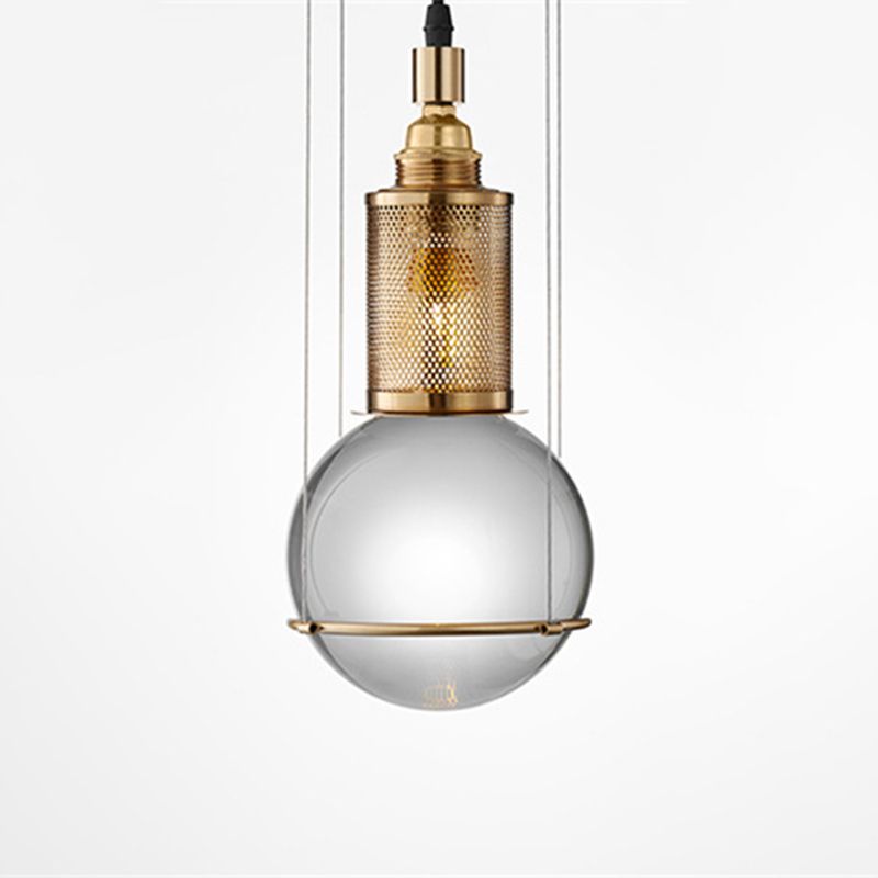Modern Creative Globe Pendant Light Electroplate Iron Hanging Lamp with Crystal Shade