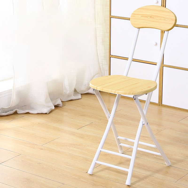 Silla de comedor plegable tapizada industrial con respaldo abierto y acabado mate