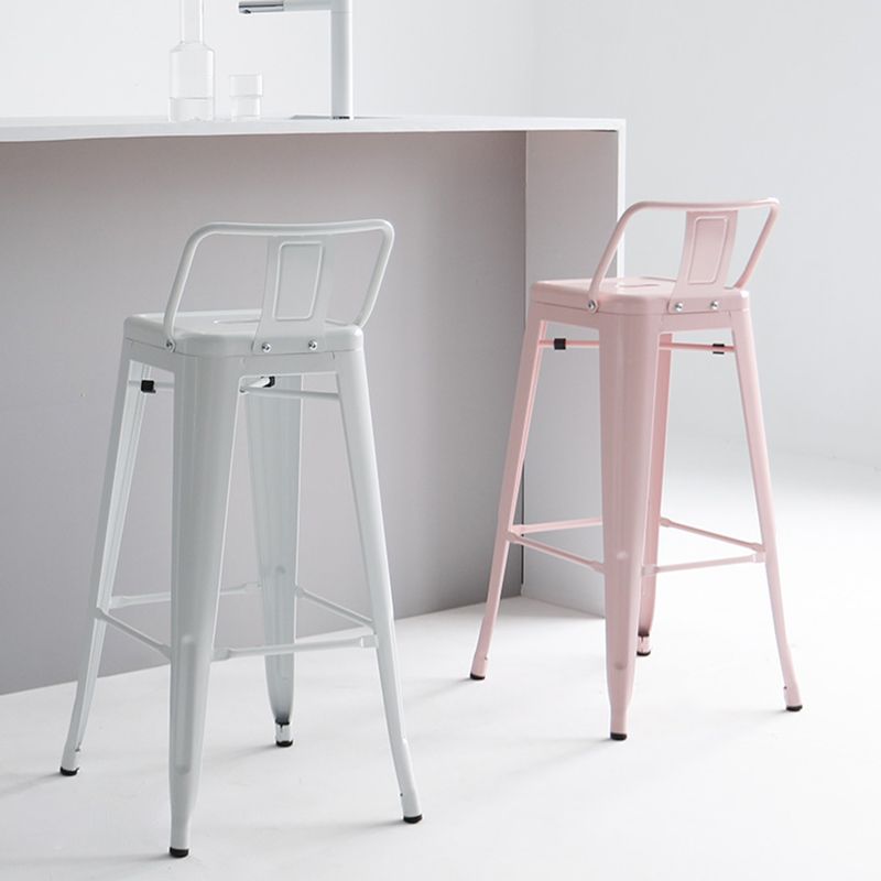 Modern Coffee Shop Counter Stool Square Metal Footrest Bar & Counter Stool