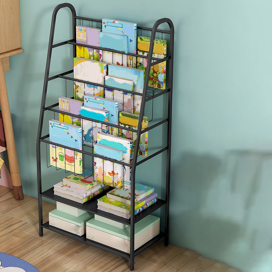 Scandinavian Ladder Bookcase Metal Open Back Bookshelf with Shelves