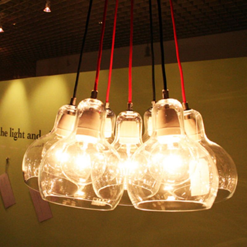 Double-layer Glass Shade Mini Pendant Light Gourd Shaped Contemporary Simplicity Hanging Lamp