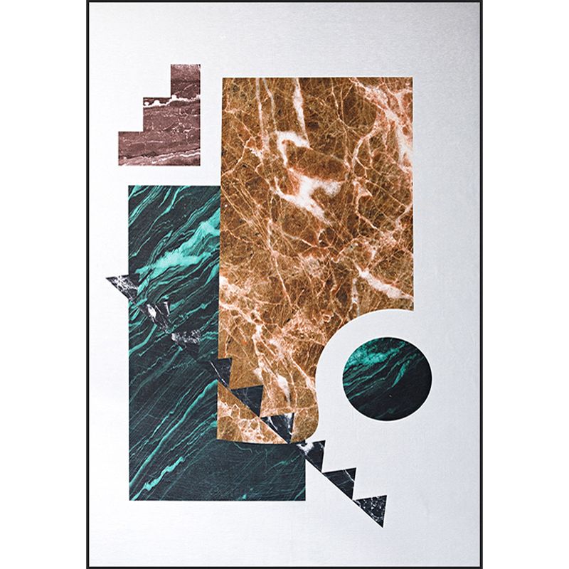 Modern Geometric Pattern Rug Multicolor Polyester Carpet Anti-Slip Pet Friendly Washable Rug for Study