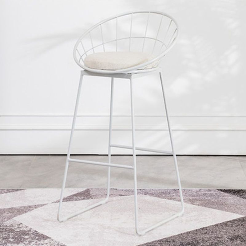 Metal Armless Bar Stool Low Back Dining Stool with Metal Base