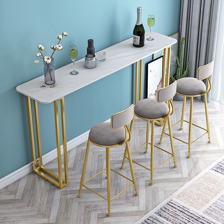 Glam Style Bar Table Set 1/4/7 Pieces Stone Rectangle Counter Table Set for Dining Room