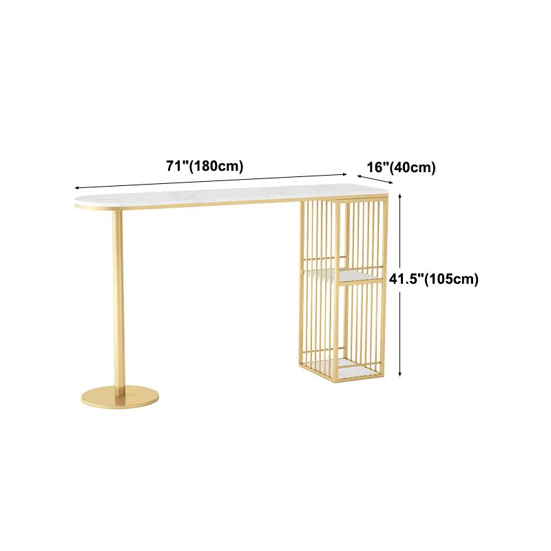 Glam Style 41.3"H Bar Table Marble White Top Specialty Bistro Table in Gold