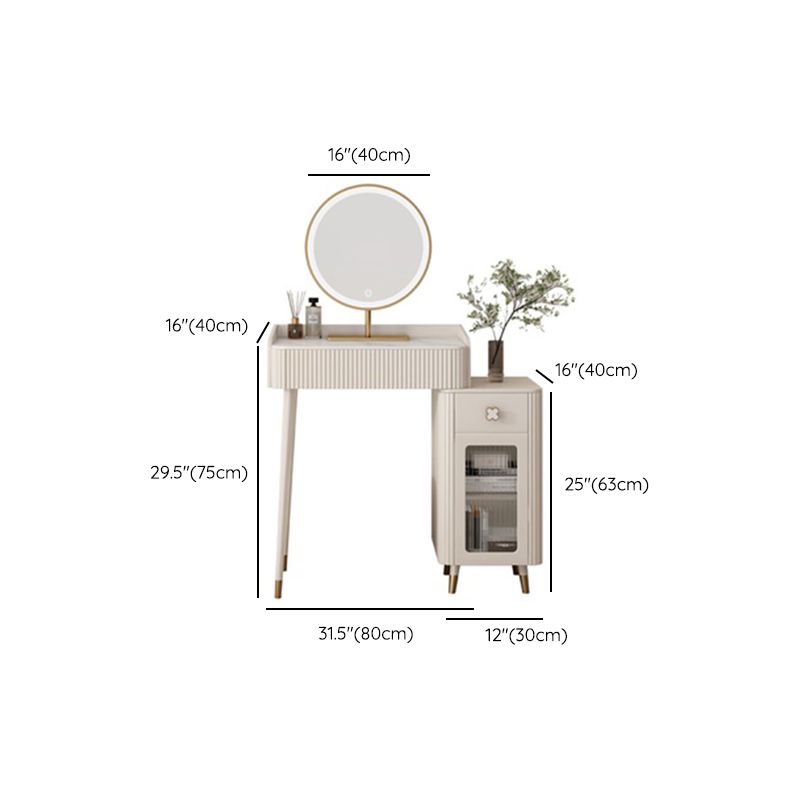 Stool Slate Vanity Table White Vanity Set with Lights Mirror