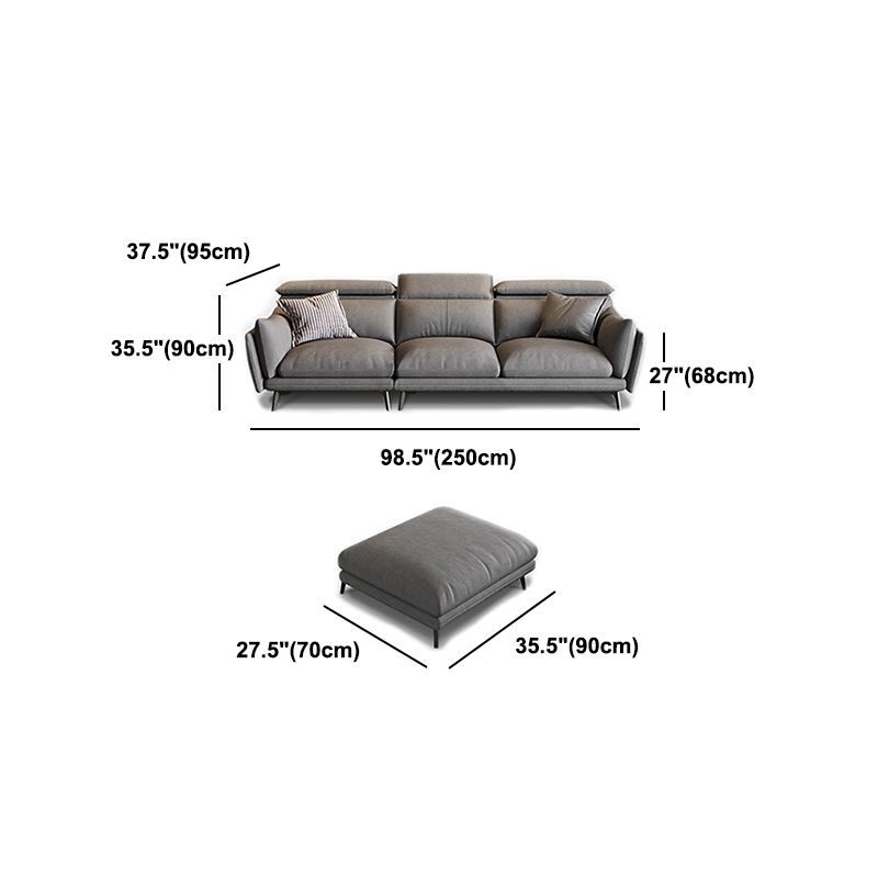 Grey Faux Leather Sofa/Sectionals with Wear-Resistant and Stain-Resistant