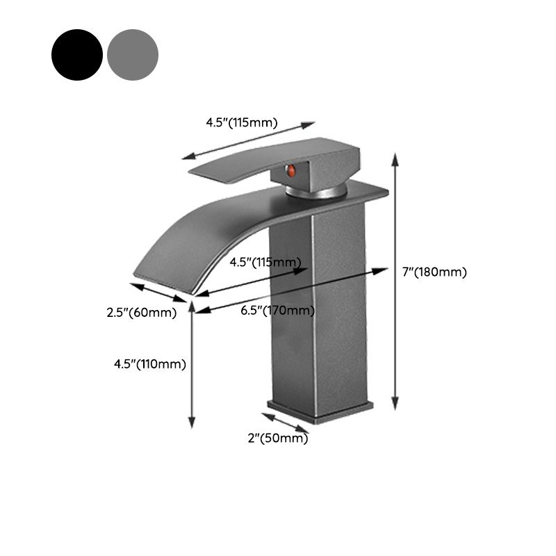 Modern Bathroom Sink Faucet Waterfall Spout Lever Handle Brass Sink Faucet