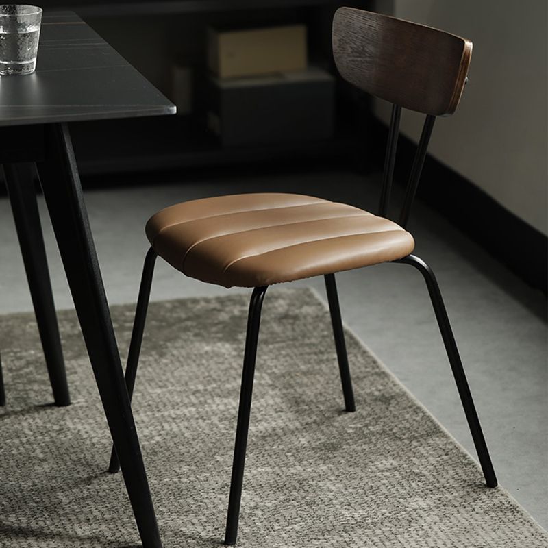 Home Kitchen Industrial Side Chair PU Leather Upholstered Armless Chair