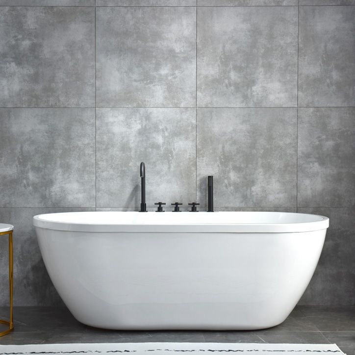 Stand Alone Oval Bath Acrylic Soaking White Modern Center Bathtub