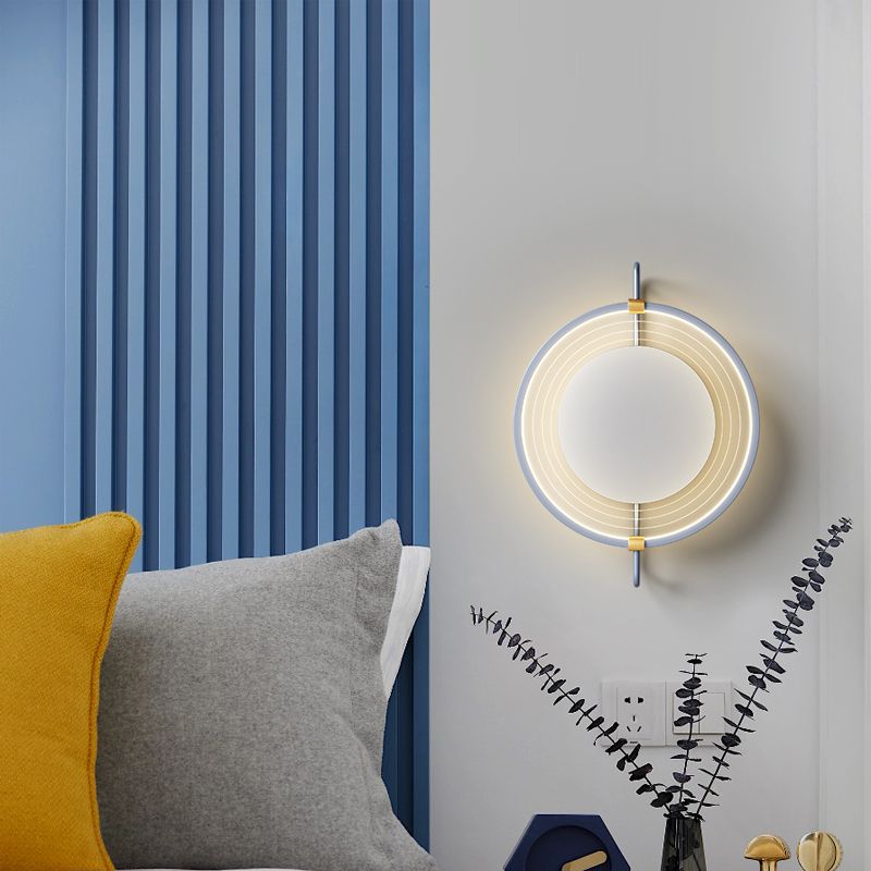 Luz de pared LED creativa estilo moderno de luz redonda de luz para dormitorio