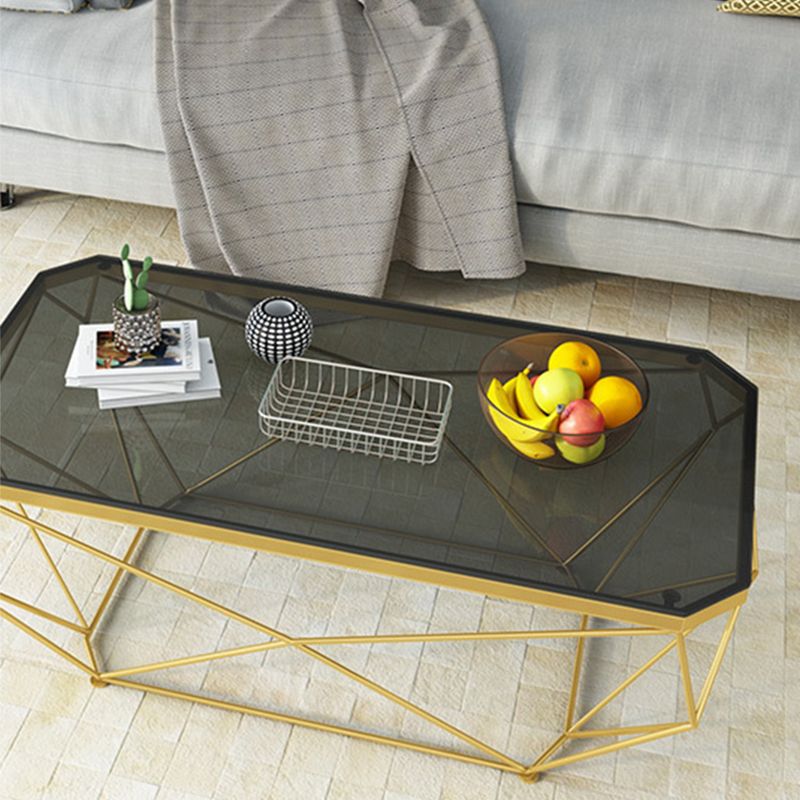 Contemporary Cocktail Table Glass Top Rectangular Single Coffee Table