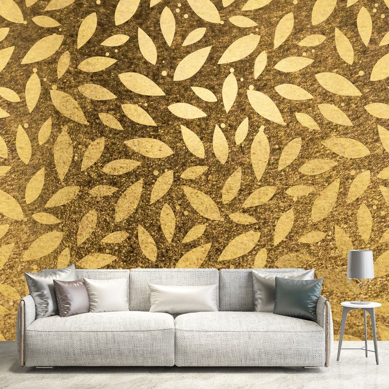 Whole Leaf Print Foil Mural Moisture Resistant Modernist Living Room Wall Decoration