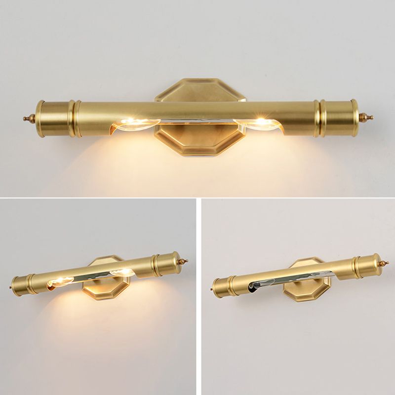 Linear Shade 1-Light Wall Sconce Post-Modern Simple Style Mirror Wall Lighting in Gold