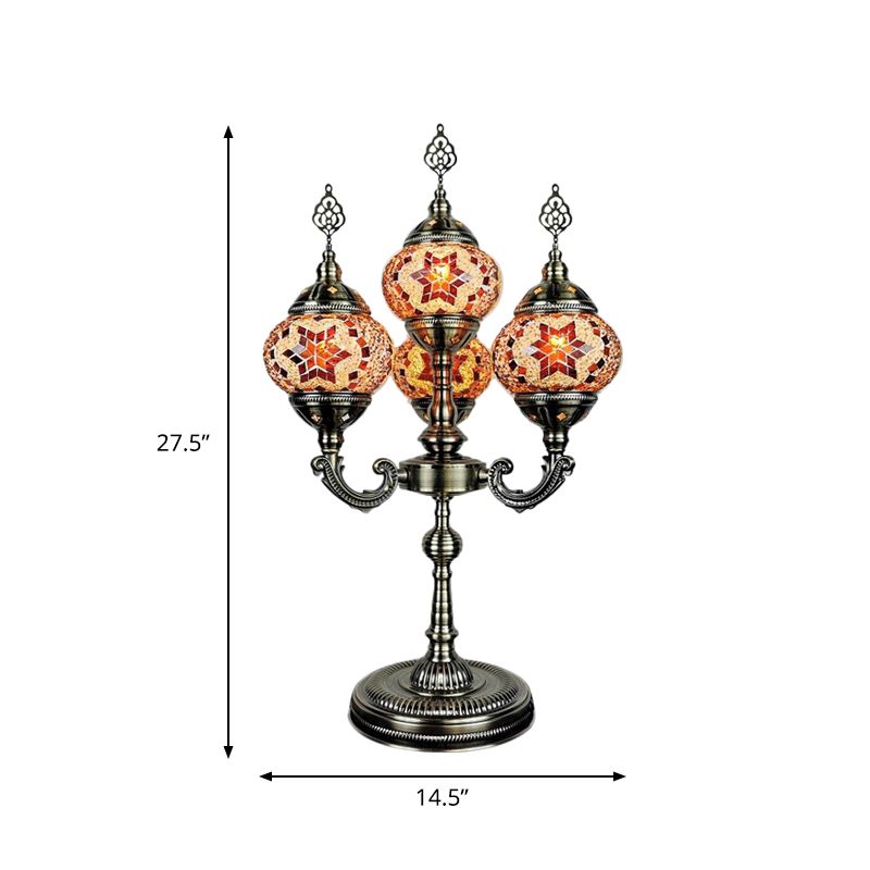 Lampada da tavolo a 4 teste arancione/blu/blu e arancione Lampada da scrivania con candelabri in vetro artistico laminato a mano vintage