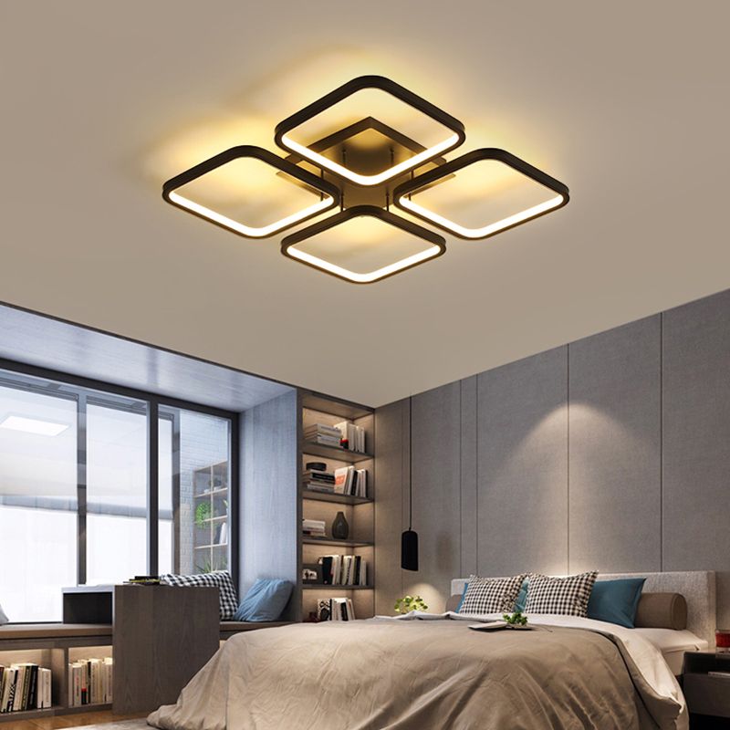 Zwart vierkant semi -spoel licht eenvoud led aluminium plafond spoelmontage licht voor slaapkamer