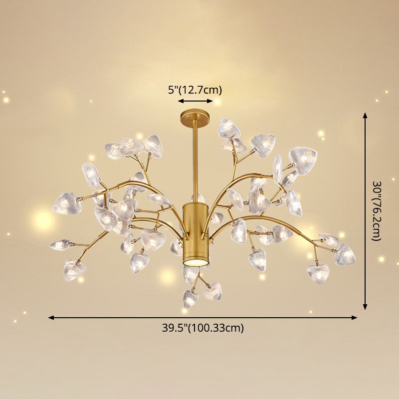 Firefly Design Chandelier Light Clear Acrylic Leaf-shaped Shade Modern Style Lighting Fixture Lamp for Bedroom Aisle Corridor
