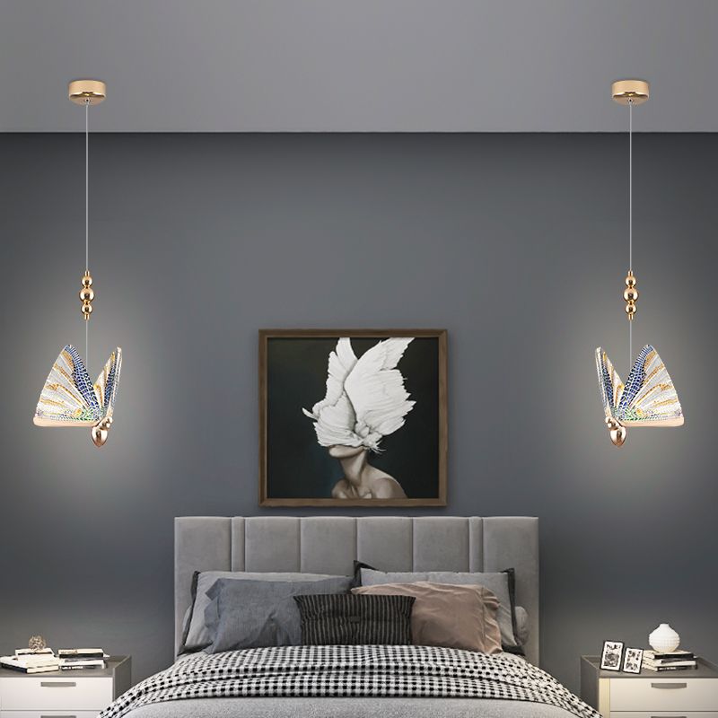 Butterfly Shat Lighting Lighting Modern Style Metal Light Pendant Light Pendant pour le chevet