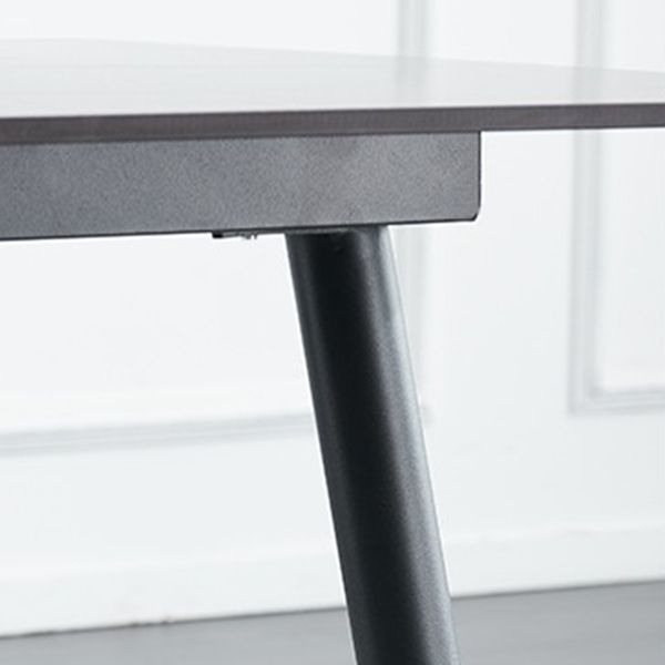 Rectangle Industrial Stone Table Standard Height Kitchen Table with 4 Legs