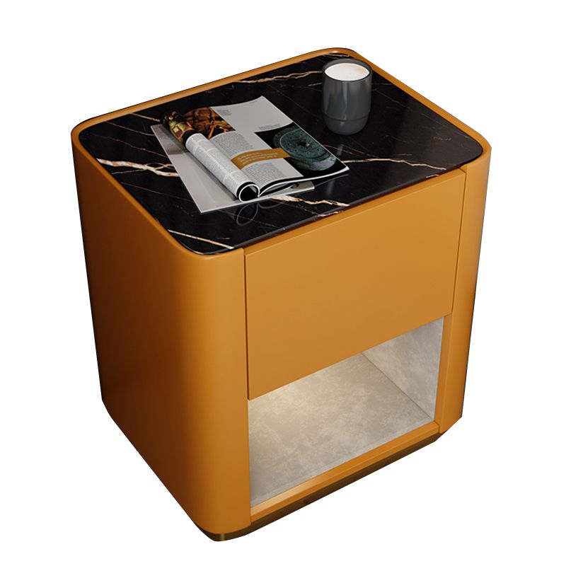 Modern Solid Wood and Slate Night Table Drawer Storage Bed Nightstand