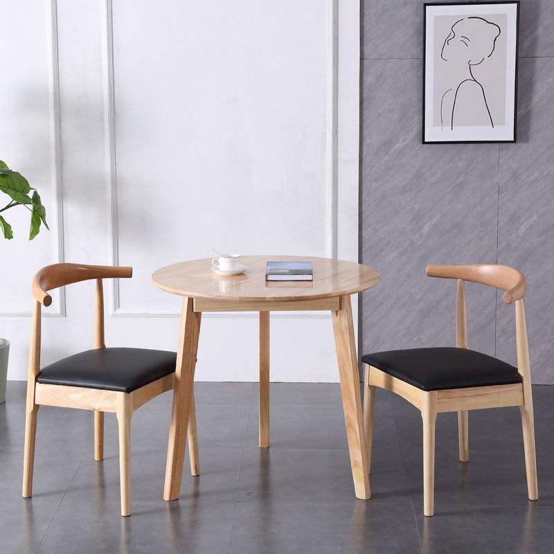 Modern Style Kitchen Dinette Set Solid Wood Top Dining Furniture Set with 3 Legs Base