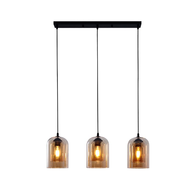 Glazen zwarte hanglamp in moderne creatieve stijl Iron Bell Hanging Lamp voor eetkamer