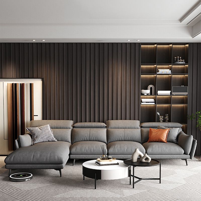 Grey Faux Leather Sofa/Sectionals with Wear-Resistant and Stain-Resistant