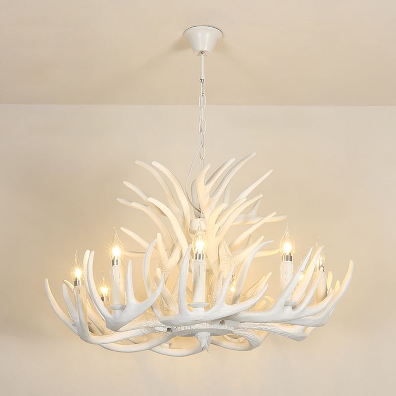 Deer Horn Shaped Resin Chandelier Lighting Retro Dining Room Pendant Light Fixture
