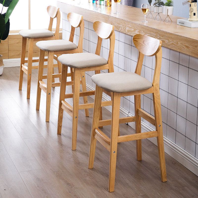 Scandinavian Solid Wood Home 28-inch Stool Matte Finish Footrest Barstool